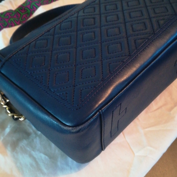 Tory Burch Fleming Satchel in Navy - Picture 13 of 16